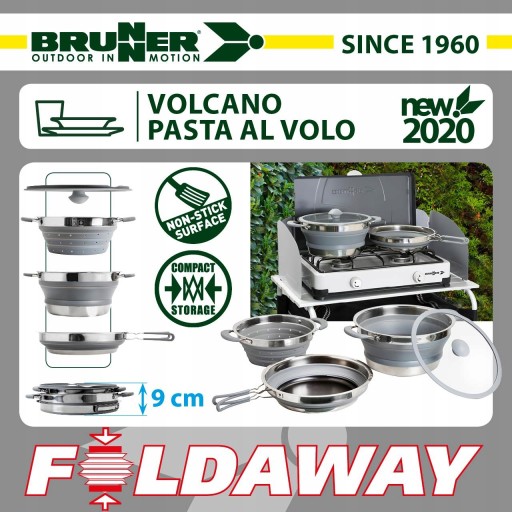 GARNKI TURYSTYCZNE SKŁADANE SILIKON BRUNNER VOLCANO PASTA AL VOLO 24 cm