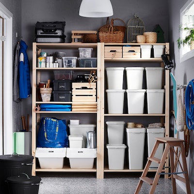 МУСОРНИЦА с крышкой, светло-серый 35л IKEA