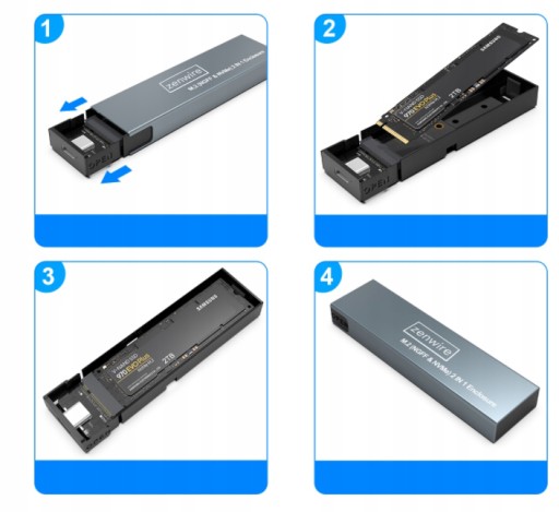 Корпус твердотельного накопителя NVME/SATA PCIe M.2 Карманный адаптер для накопителя USB-C Gen2 M2