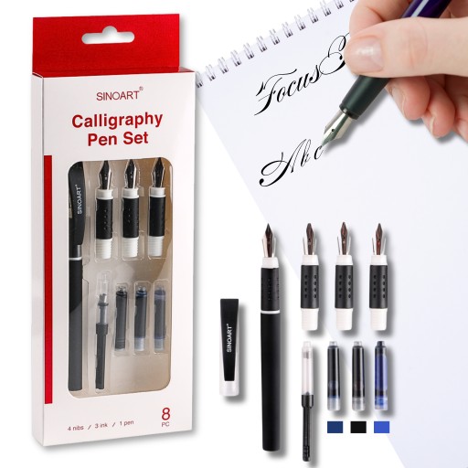 НАБОР ДЛЯ КАЛЛИГРАФИИ, 8 ЭЛЕМЕНТОВ, ПЕРА, КАРТРИДЖИ SINOART INK