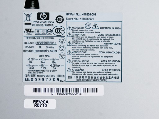 Блок питания HP PS-6361-4HFD — 416224-001 416535-001