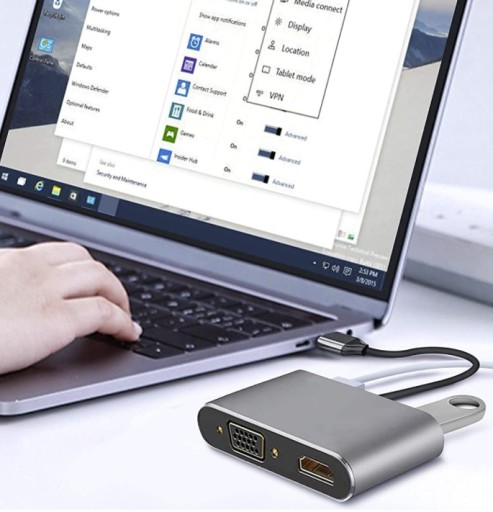 Адаптер USB-C Thunderbolt 3 или 4 4 в 1 HDMI 4K VGA USB 3.0 PD 100 Вт
