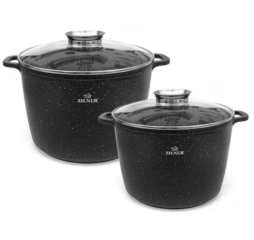 Набор алюминиевых кастрюль Zilner BLACK MARBLE, 6 шт.
