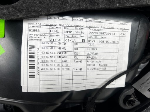ОБИВКА БОКОВИН ДВЕРЕЙ AUDI A6 C8 СЕДАН АЛЬКАНТАРА