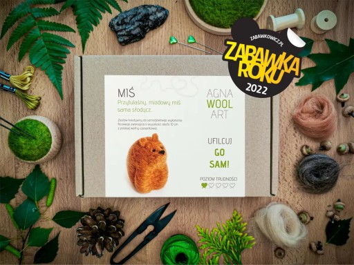 Zestaw kreatywny do nauki filcowania dla dzieci - miś 10cm Agna Wool Art