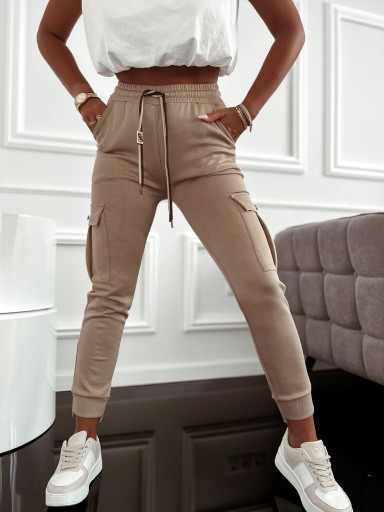 Spodnie dresy JOGGERY bojówki DRESOWE modny fason FB28 szary M/L