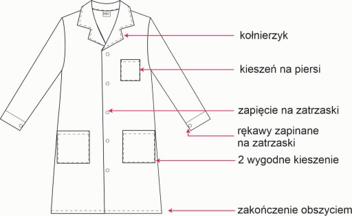 Fartuch laboratoryjny medyczny męski na zatrzaski roz. XXL