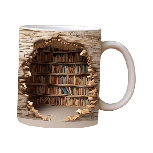 Любители книг 3D кофейная кружка Книжная полка Кружка Подарок для читателей в стиле «книжный червь»