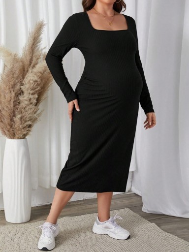 SHEIN ЧЕРНОЕ ПЛАТЬЕ ДЛЯ МАТЕРИНСТВА ПЛЮС РАЗДЕЛЕННОГО РАЗМЕРА 2XL 887