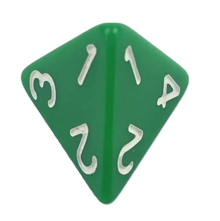 RPG DICE ЗЕЛЕНЫЕ ЧЕТЫРЕХСТОРОННИЕ КОСТИ D4