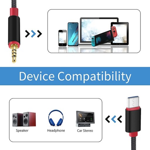 Kabel USB-C 3.1 do Jack 3,5mm Aux Audio 1M