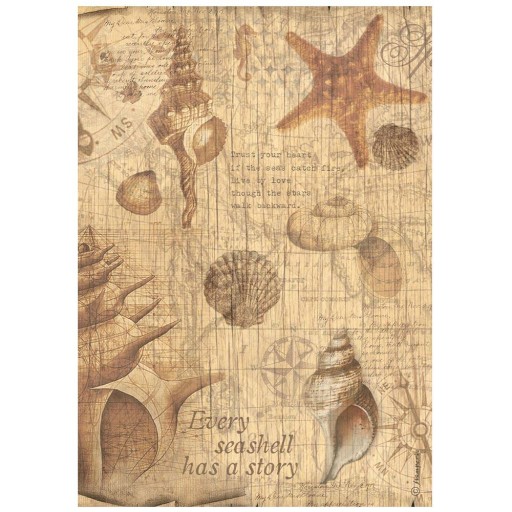 РИСОВАЯ БУМАГА для декупажа А4 - Stamperia Sea Land Shells