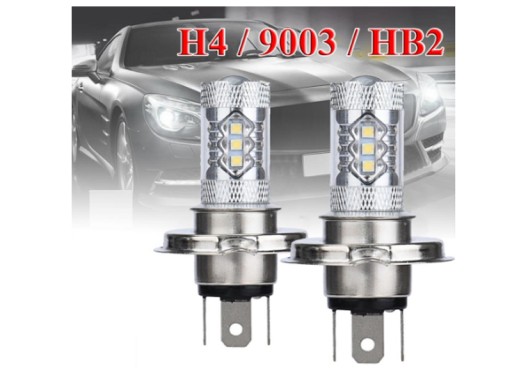 CREE LED H4 HB2 Лампа Лампа 8000лм 6500К 2шт