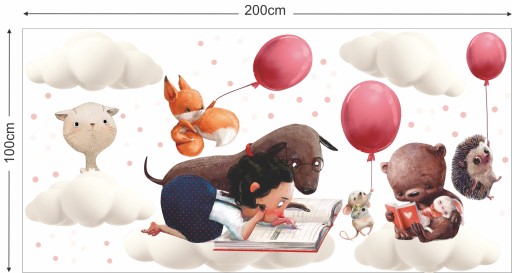 НАКЛЕЙКИ НА НАСТЕНУ КНИГИ ЧТЕНИЕ 100x200см BO