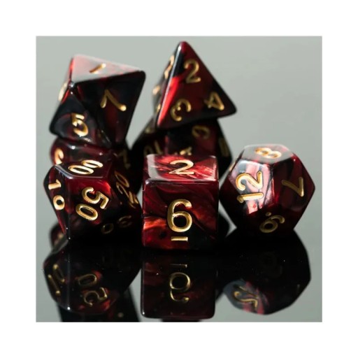 KRWAWY RUBIN ZESTAW 7 KOŚCI KOSTEK RPG