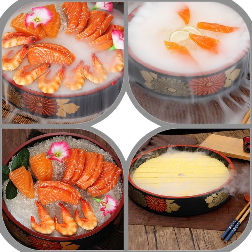 Wooden Round Tray Pallets Sushi Plate Snack Bowls