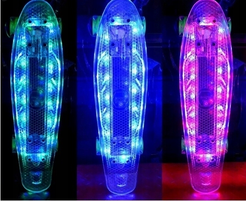 СКЕЙТБОРД FISK BOARD КОЛЕСА СВЕТОДИОДНОЕ ОСВЕЩЕНИЕ RGB USB РЫБНАЯ ДОСКА ДЛЯ ДЕТЕЙ