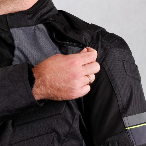 Kurtka motocyklowa HUSAR HORNET męska tekstylna czarno szara fluo