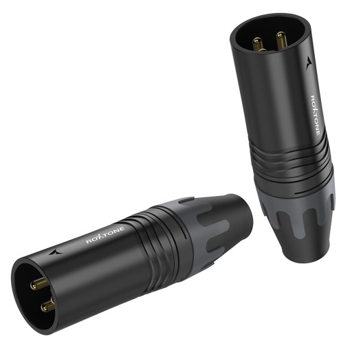РАЗЪЕМ XLR ДЛЯ МИКРОФОНА ДЛЯ КАБЕЛЯ, 3 КОНТАКТА, ПОЗОЛОЧЕННЫЙ, ROXTONE XM3BG, ЧЕРНЫЙ