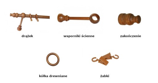 KARNISZ DREWNIANY 28 mm pojedynczy dąb jasny 360 c