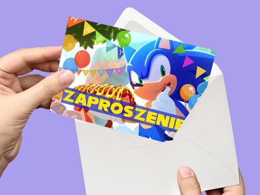 ДЕТСКИЕ ПРИГЛАШЕНИЯ SONIC FAST ЕЖИК НА ДЕНЬ РОЖДЕНИЯ РЕБЕНКА + КОНВЕРТ