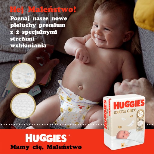 HUGGIES Pieluszki Extra Care 2 24 szt + Chusteczki nawilżane Pure 56 szt