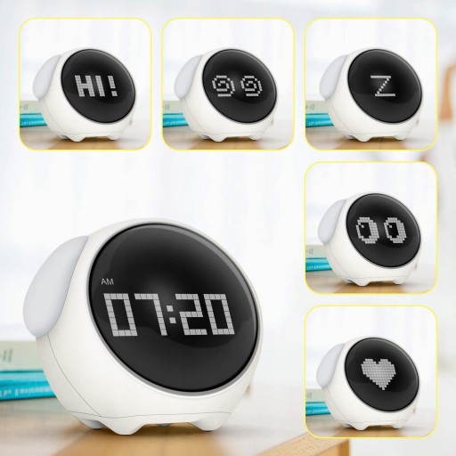 ЧАСЫ БУДИЛЬНИК ДЛЯ ДЕТЕЙ LED ИНТЕРАКТИВНЫЕ EMOJI USB