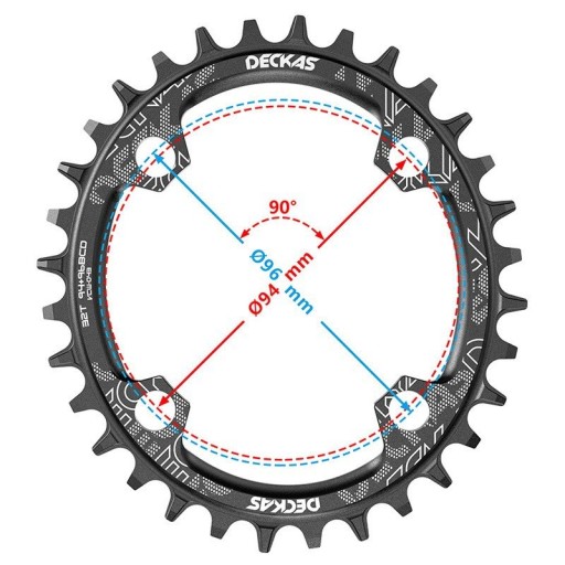 ovalna Zębatka DECKAS 38T 94 + 96 BCD sram shimano