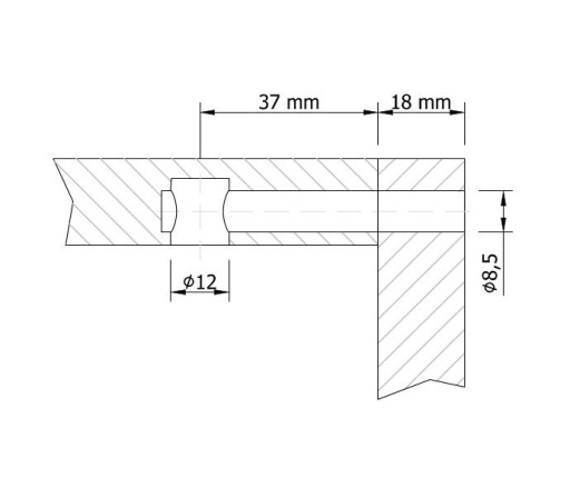 Śruba młoteczkowa złącze M8x60 nakrętka wałeczkowa