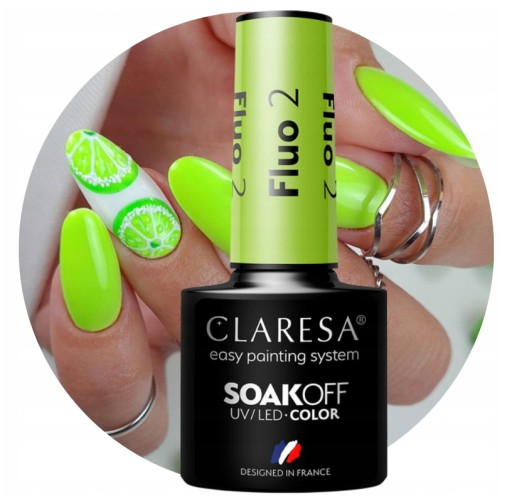 CLARESA LAKIER HYBRYDOWY NEONOWY KOLEKCJA FLUO JASKRAWY LIMONKOWA ZIELEŃ