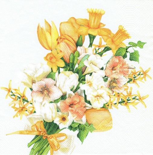 Serwetka decoupage 234 Kwiaty wiosenne tulipany narcyzy frezje 1 sztuka
