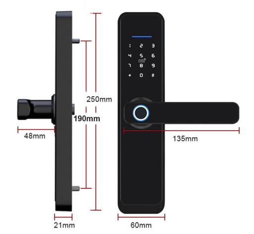 Кодированная комбинированная дверная ручка с Bluetooth, Wi-Fi, RFID и считывателем пальцев