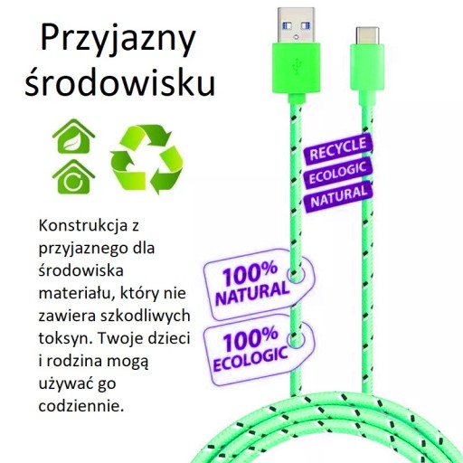ЗЕЛЕНЫЙ КАБЕЛЬ ДЛЯ БЫСТРОЙ ЗАРЯДКИ USB-C