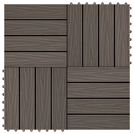 vidaXL Płytki tarasowe tłoczone, WPC, 11 szt, 30x30cm, 1m², brąz