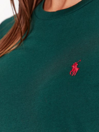 POLO RALPH LAUREN damski t-shirt okrągły dekolt zielona koszulka basic