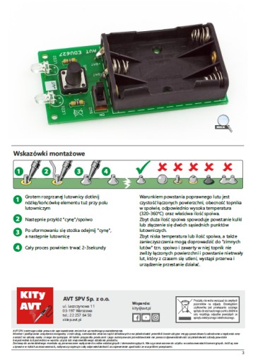 AVTEDU627 Zestaw do budowy latarki LED - zestaw do nauki lutowania
