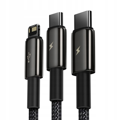 Kabel Baseus USB-A do Lightning microUSB USB-C 3w1