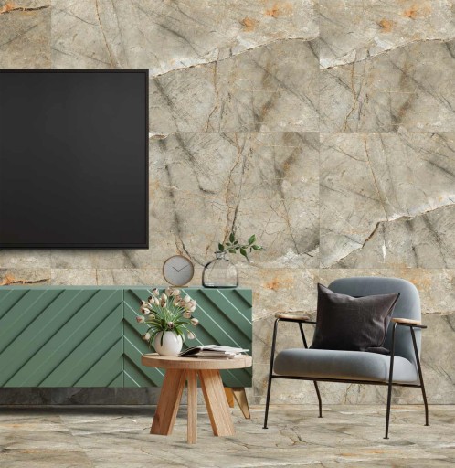 НАПОЛЬНАЯ ПЛИТКА ДЛЯ ВАННОЙ КОМНАТЫ МРАМОР GRESS SARAN COLIN 60x120 РЕЗЬБА / МАТОВАЯ