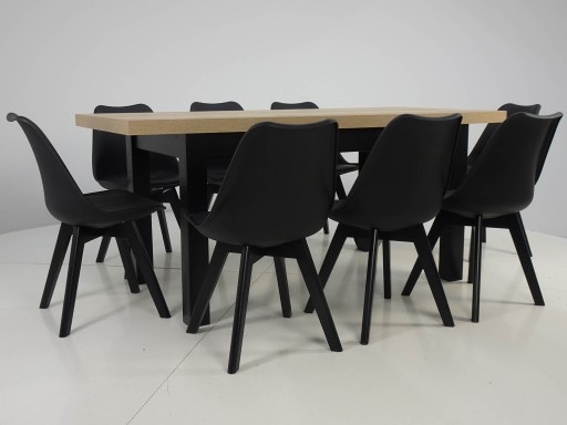 8 krzeseł skandynawskich + stół 80x140/180 cm
