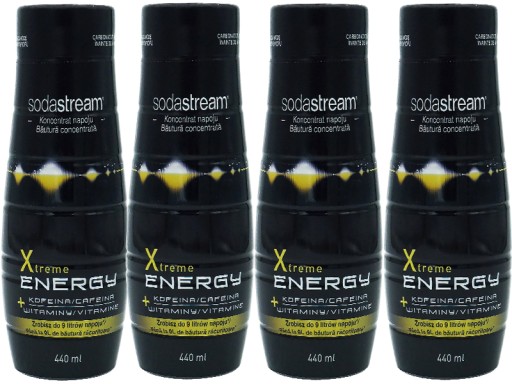 4x СИРОП SODASTREAM XTREME ENERGY НА 9 Л КАРАТОР ДЛЯ НАПИТКОВ с 440 мл