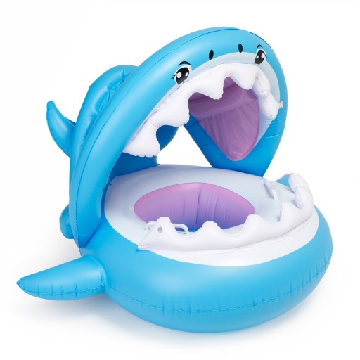 Надувной круг BabyYacht Shark с крышей, отверстиями, надувная лодка для детей