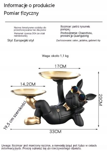 Скульптура собаки с подносом Фигурка-хранитель бульдога