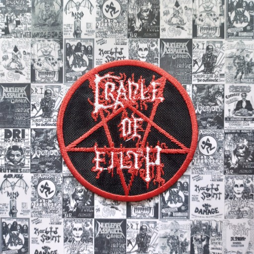 \ W/ - Haft Pather - Craple of Filth - Красный логотип - 7 x 7 см - черный