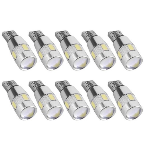 СВЕТОДИОДНАЯ ЛАМПОЧКА 6 SMD 5630 W5W T10 ЛИНЗА CANBUS x10