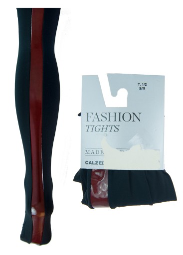 Колготки CALZEDONIA черные, пояс бордовый, 1/2
