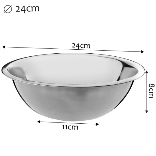 MISKA KUCHENNA MISKI 24 cm NIERDZEWNA STALOWA OKRĄGŁA DO SAŁATEK GOTOWANIA