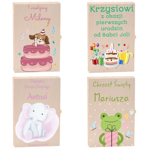 Sztućce dla dziecka zwierzątka chrzest Etui Nadruk
