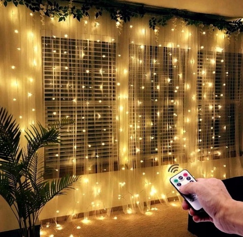 KURTYNA LED GIRLANDA 3X3 DRUCIK 300LED BIAŁA CIEPŁ