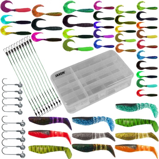 НАБОР JAXON SPINNING BAIT BEIT + BOX 60 шт., Риппер, Твистер