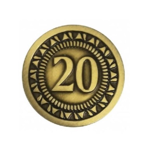 КЛАССИЧЕСКАЯ УНИВЕРСАЛЬНАЯ ЗОЛОТАЯ МЕТАЛЛИЧЕСКАЯ МОНЕТА «20» 1 ШТ.
